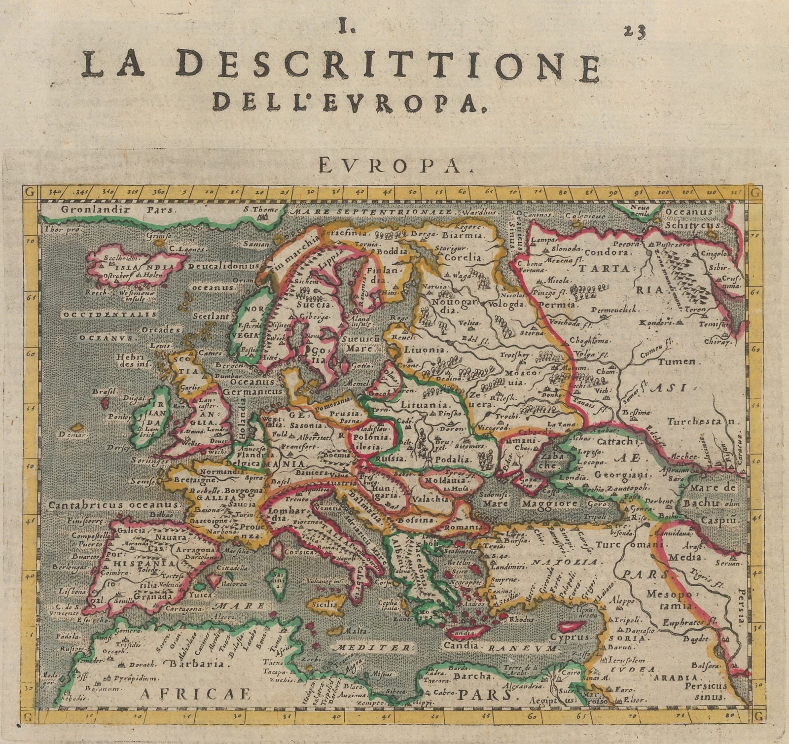 Giovanni Antonio Magini, Early map of Europe, 1596