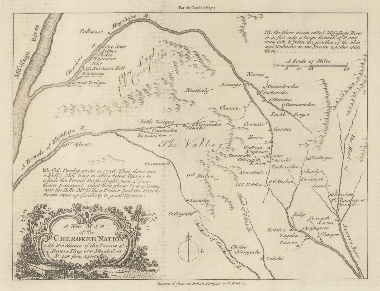 London Magazine, A New Map of the Cherokee Nation, 1760