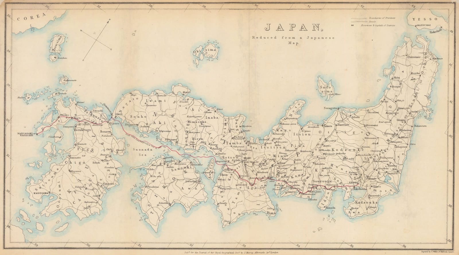 Royal Geographical Society (RGS), Japan, reduced from a Japanese map., 1862 c.