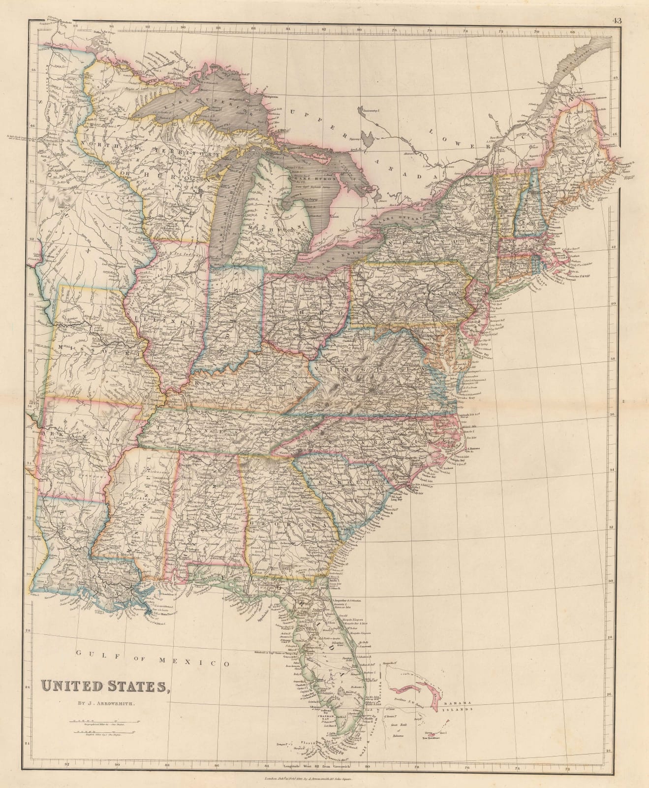 John Arrowsmith, Victorian map of the Eastern United States, 1842