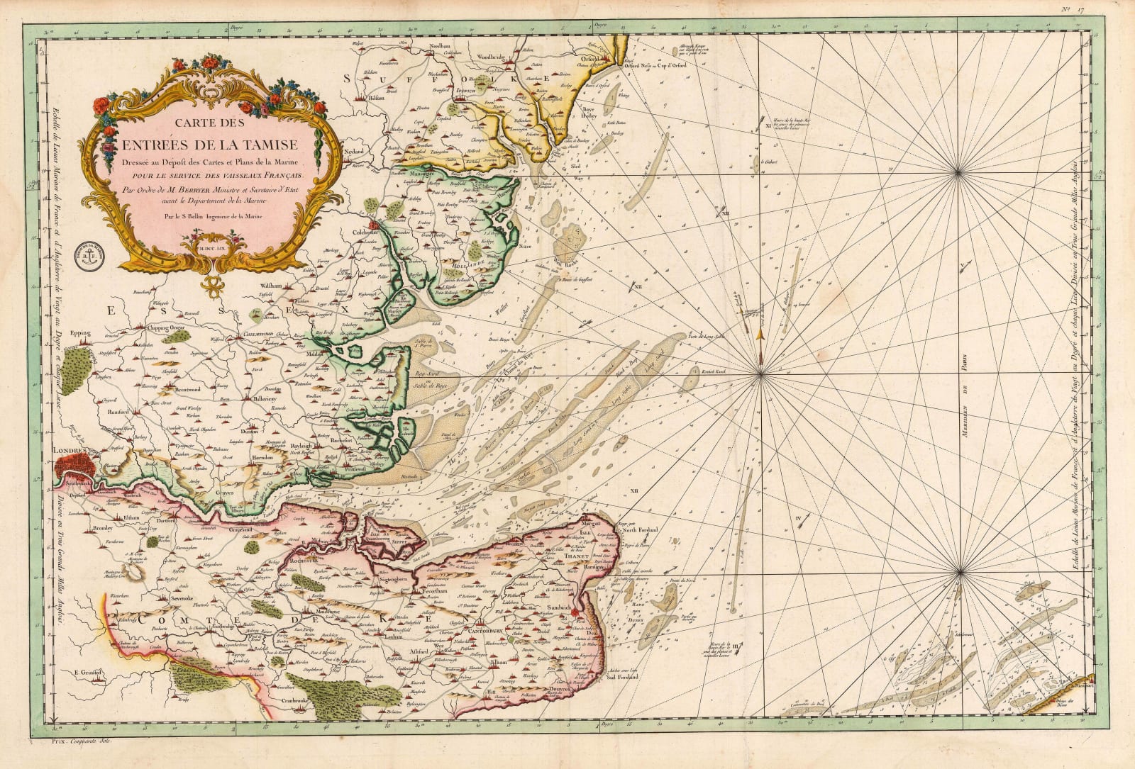 Jacques-Nicolas Bellin, Carte des Entrees de la Tamise, 1759