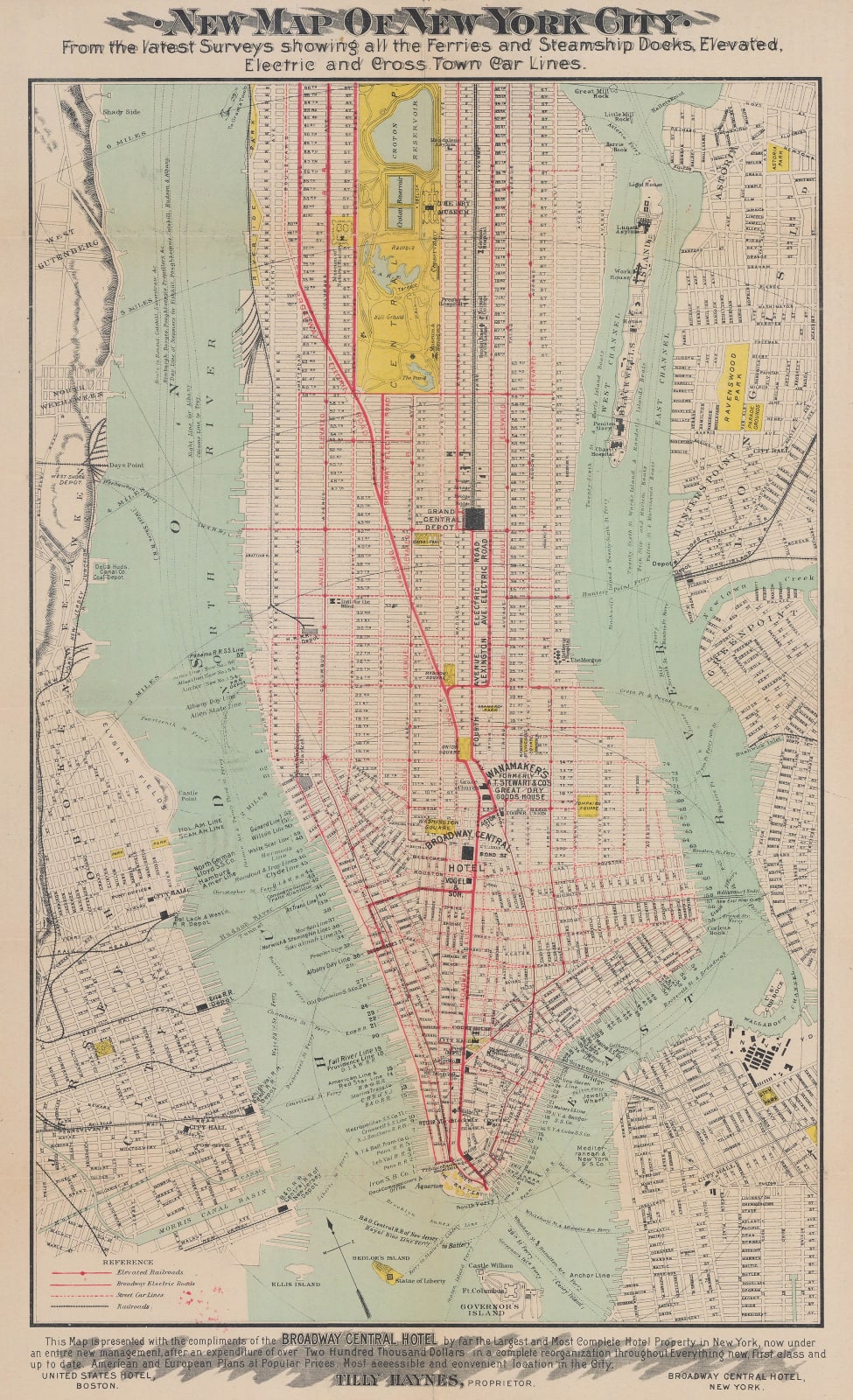 Brooks Bank Note Co., New Map of New York City, 1890 c.