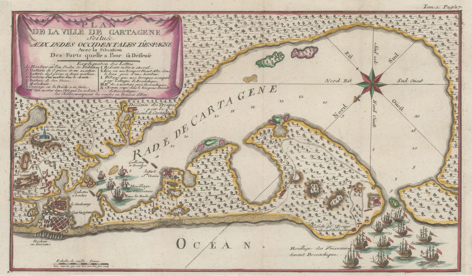 Alexandre Olivier Exquemelin, Plan of Cartagena, Colombia, 1775 c.