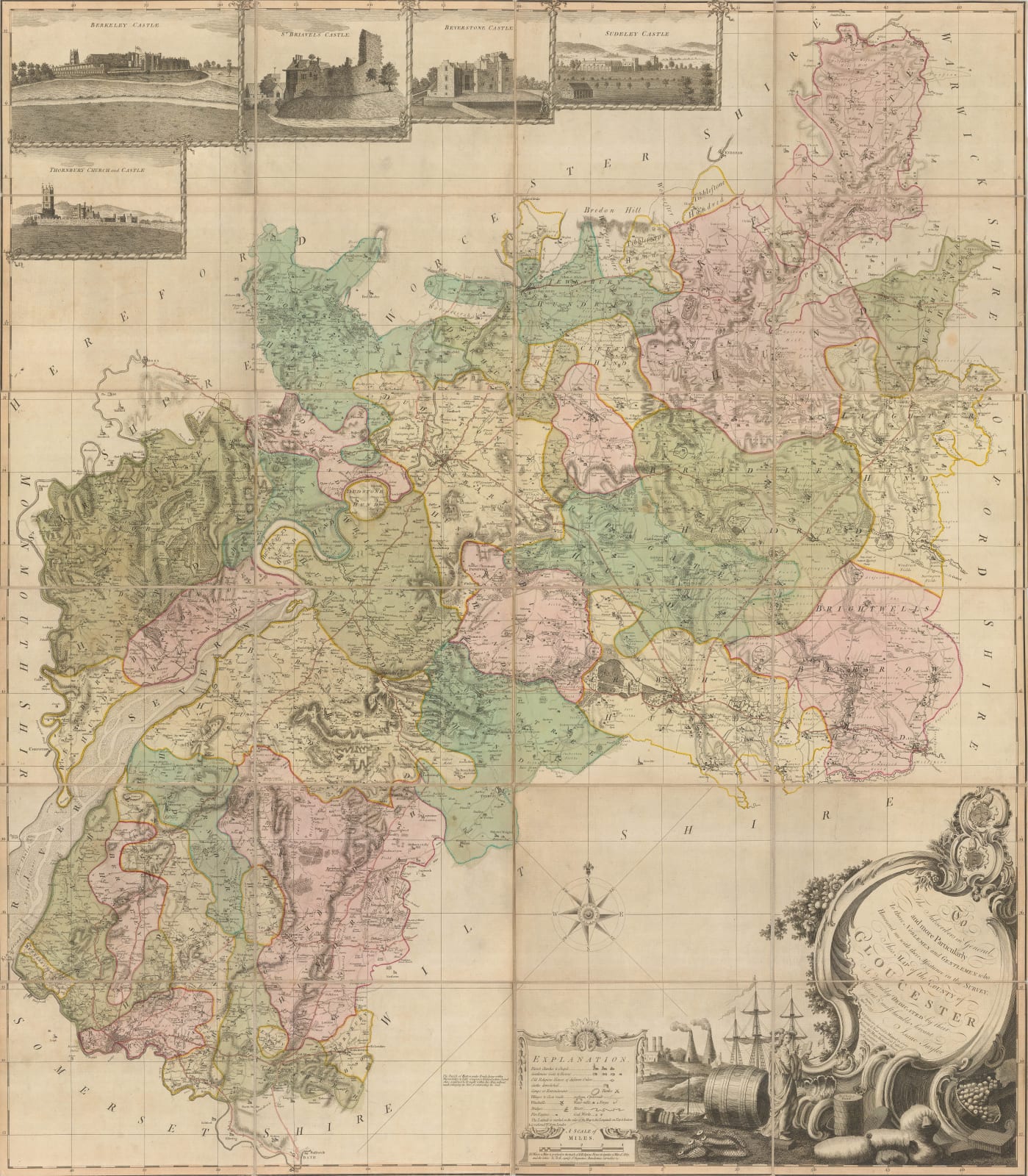 Isaac Taylor, Wall Map of Gloucestershire, 1777 | The Map House