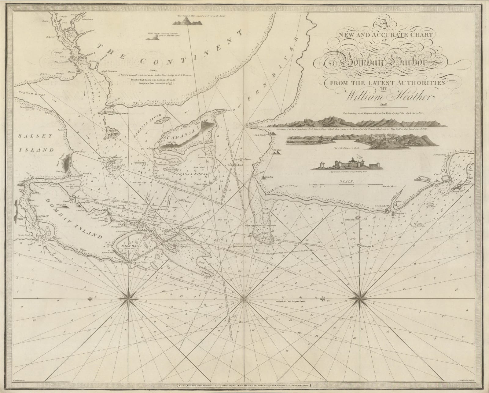 William Heather, Chart of Mumbai (Bombay) Harbour, 1806