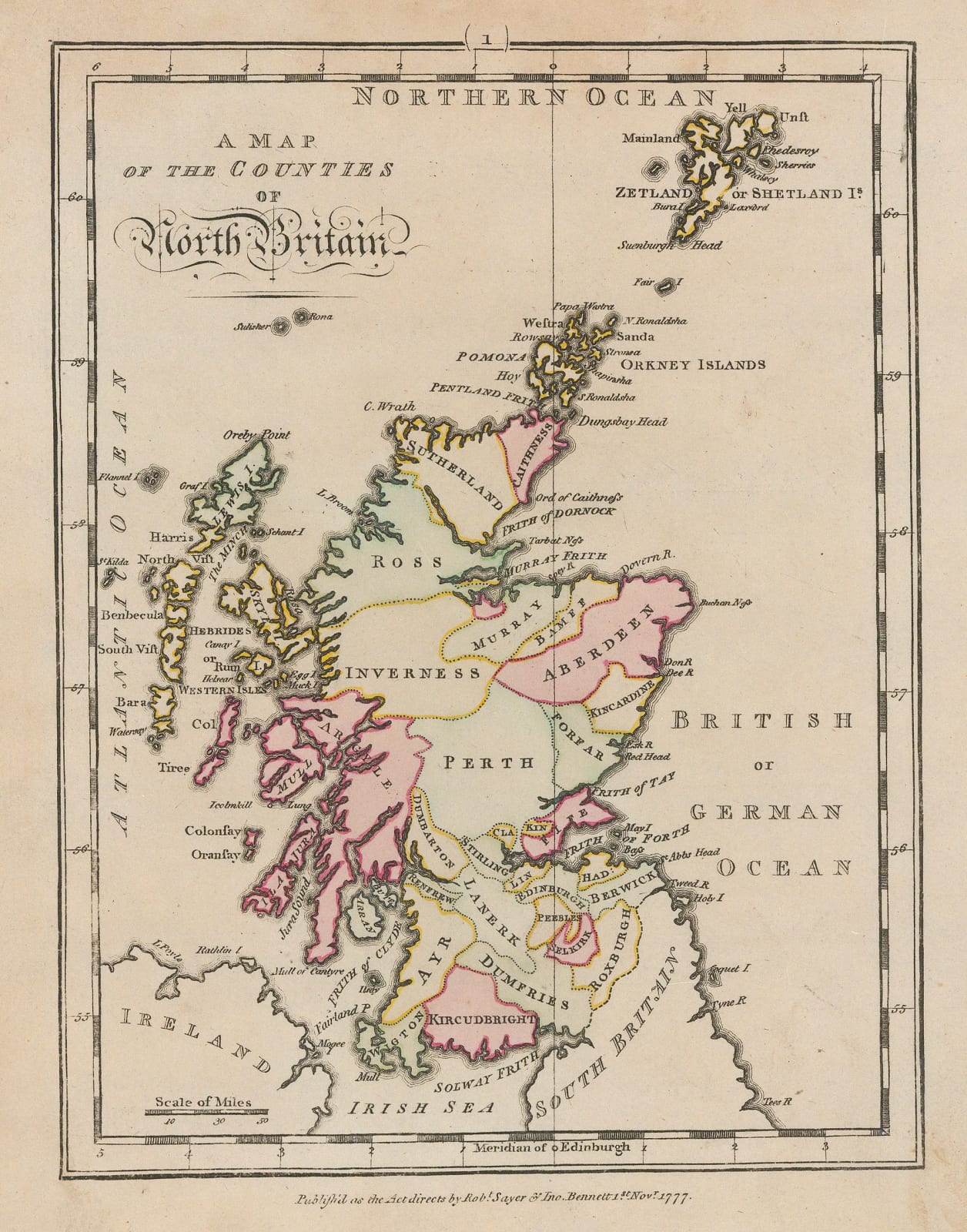 Sayer & Bennett, Scotland, 1777