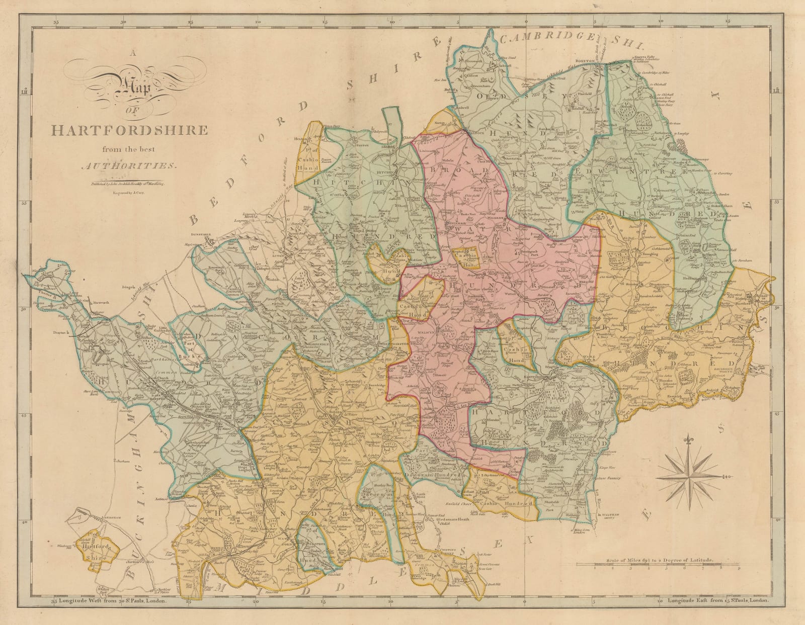 John Cary, Map of Hertfordshire from the Best Authorities, 1805
