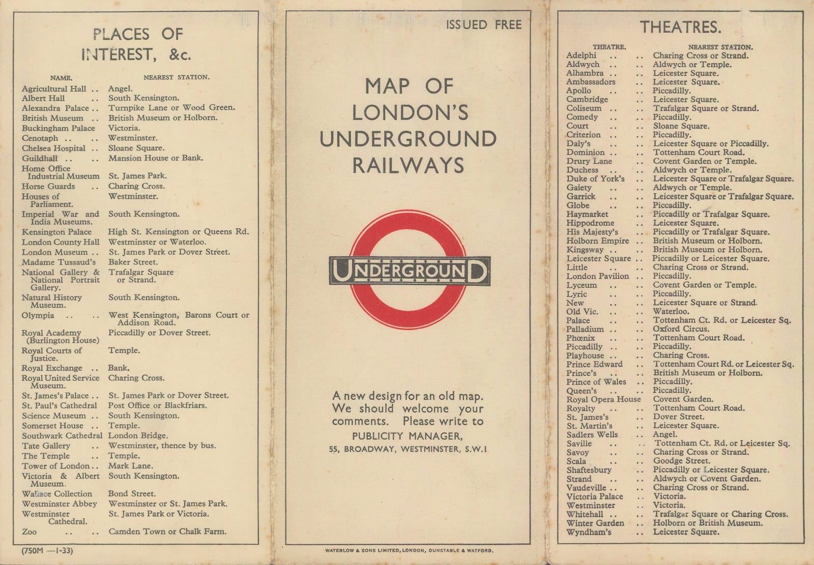 Harry Beck, First Edition - January, 1933