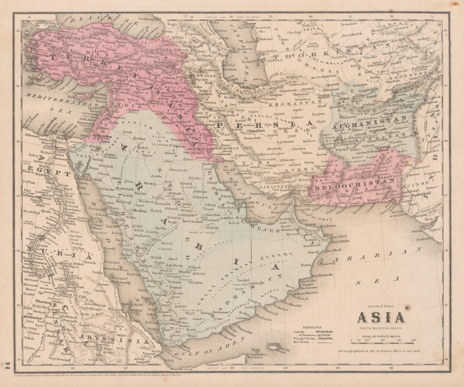 Joseph Hutchins Colton, Middle East, 1858
