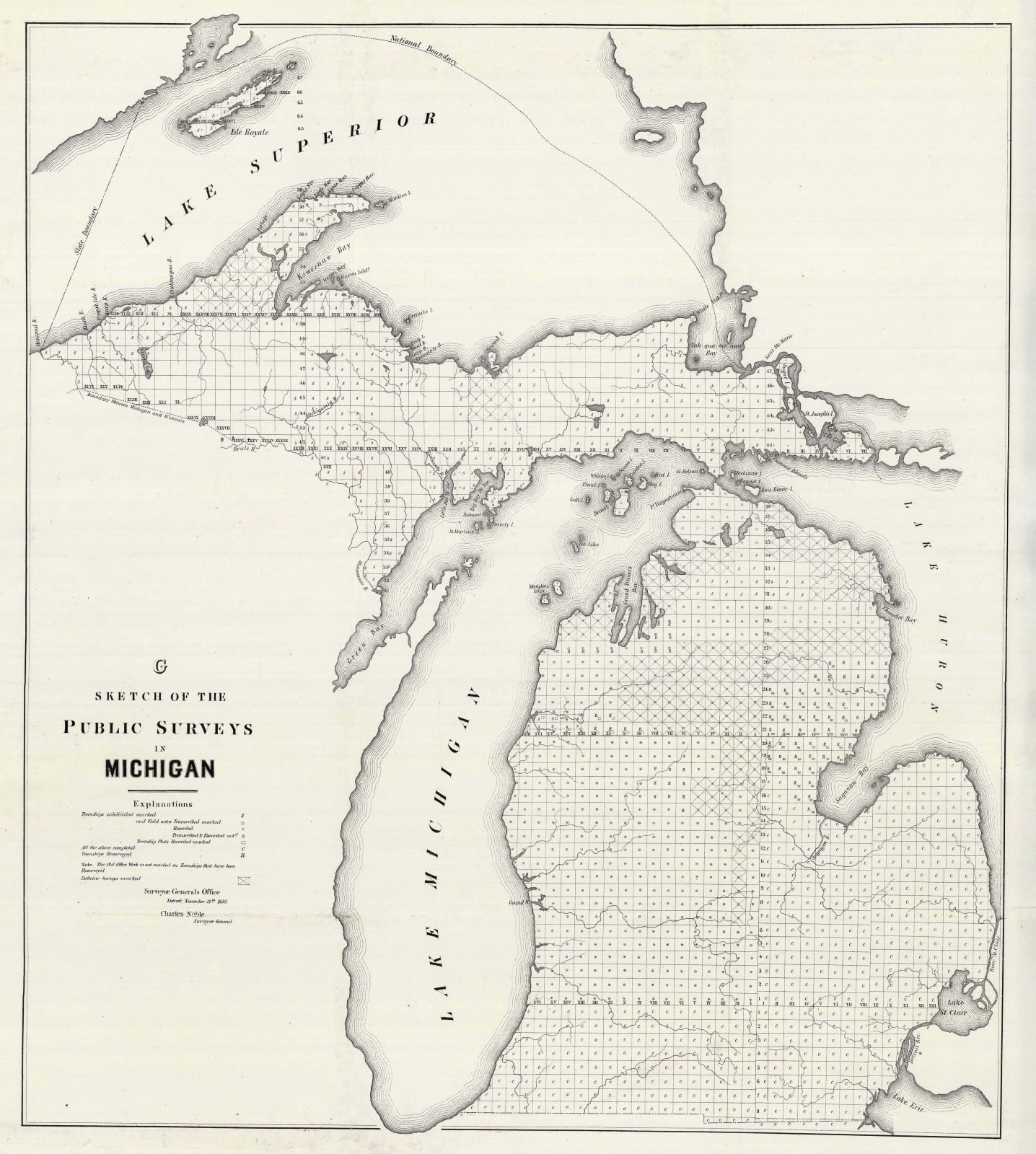General Land Office (GLO), Sketch of the Public Surveys of Michigan, 1850