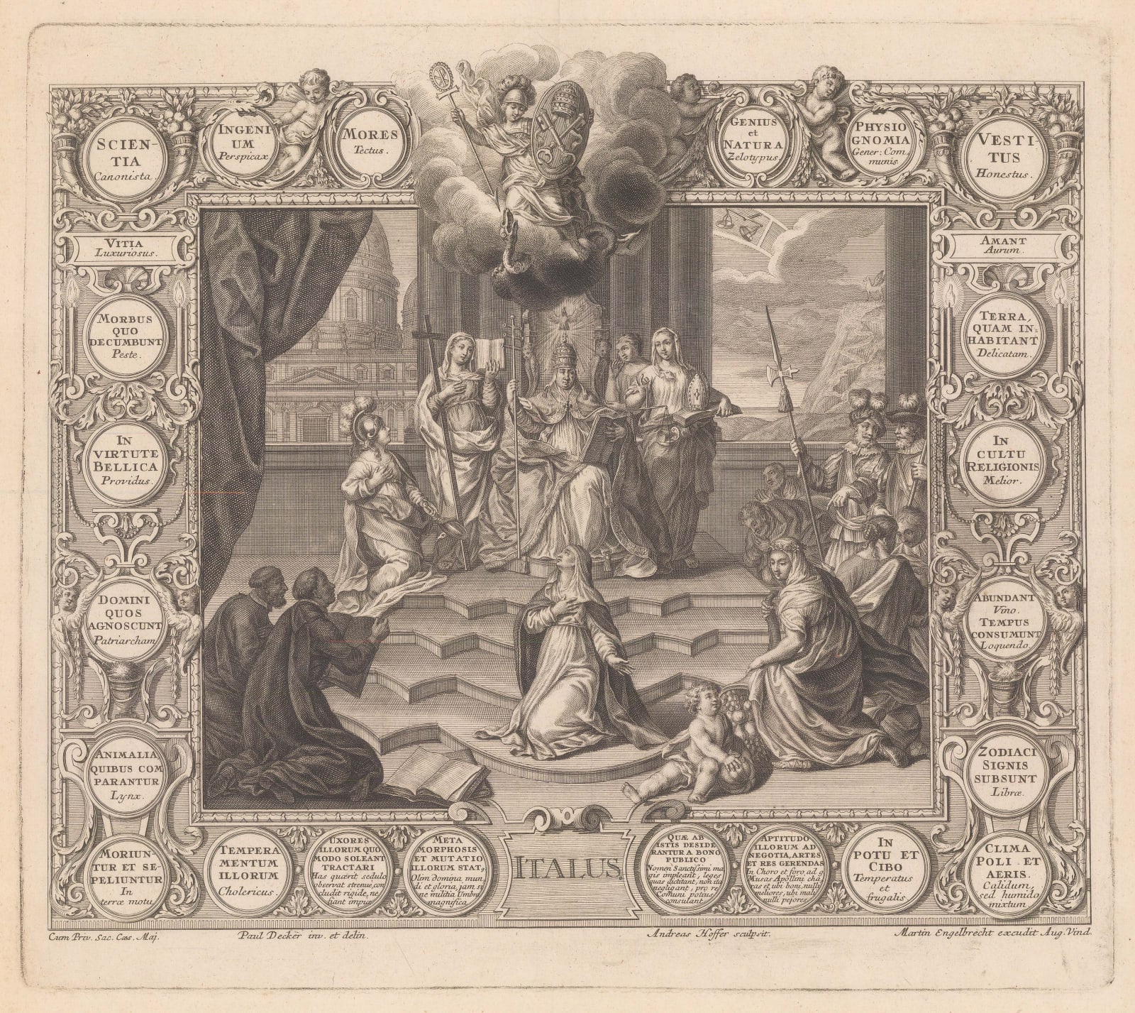 Martin Engelbrecht, Italy - Allegory of national characteristics, 1737