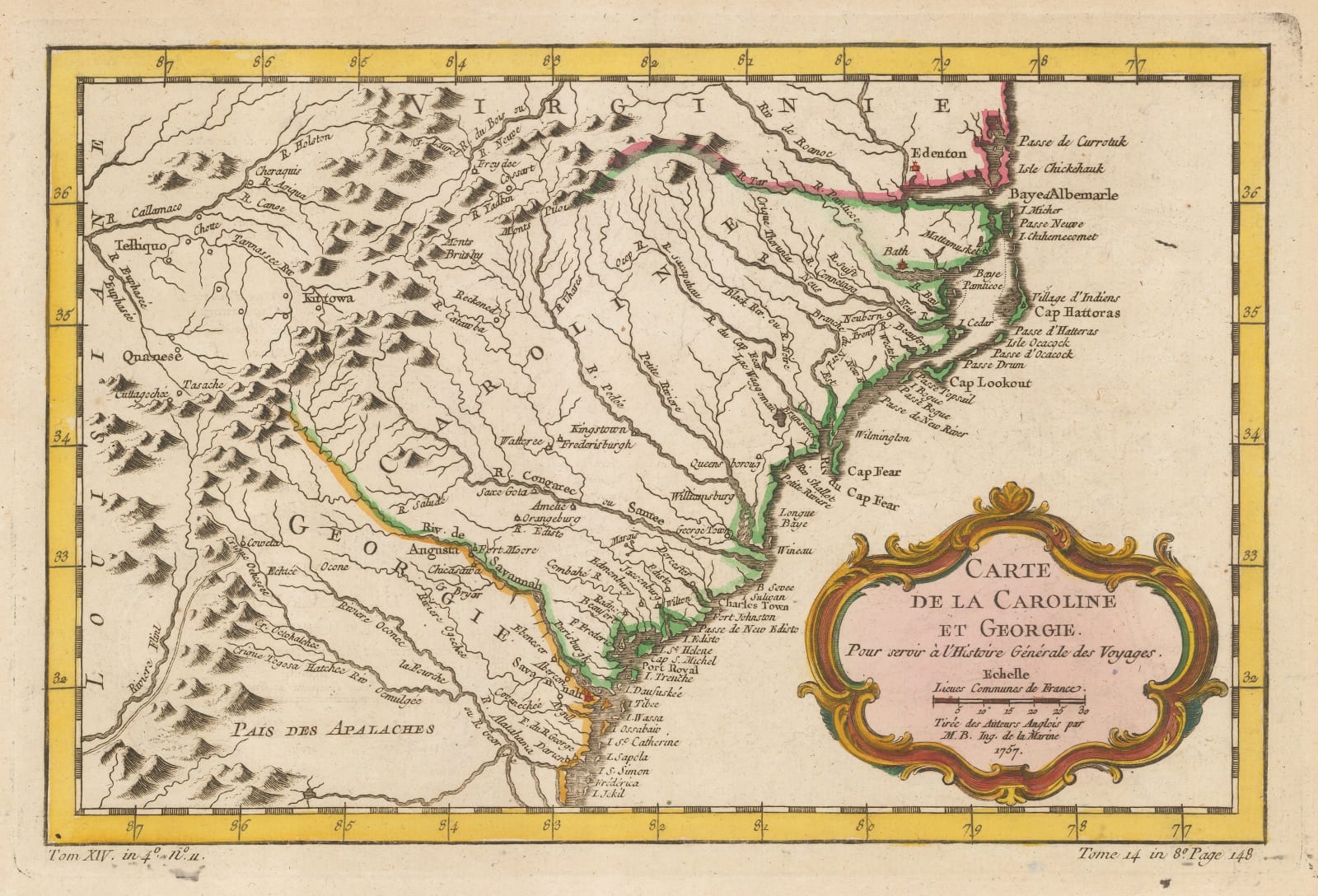 Jacques-Nicolas Bellin, Georgia and North and South Carolina, 1757