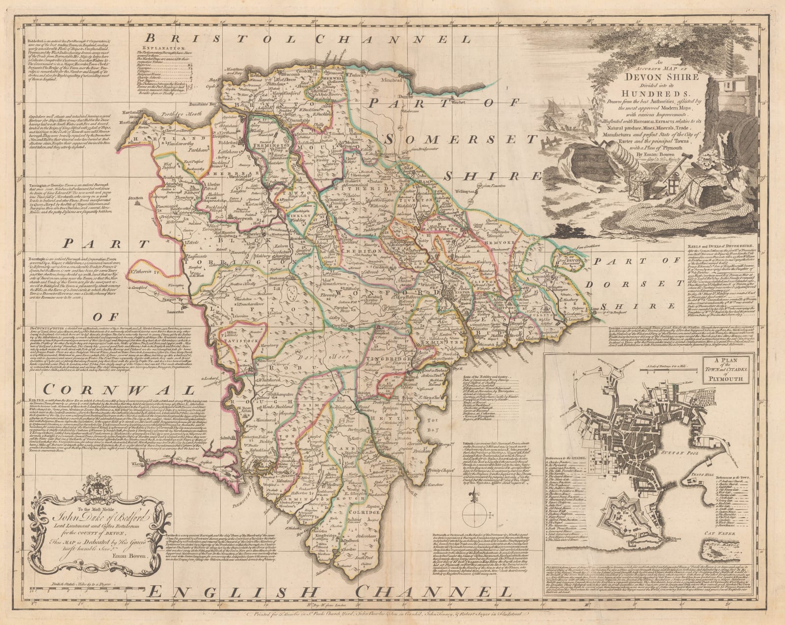 Emanuel Bowen, An Accurate Map of Devon Shire, 1760 c.
