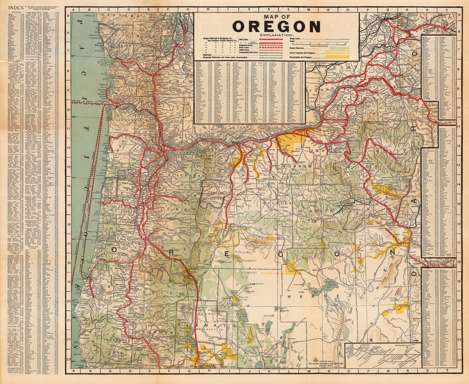 Oregon Rail. & Nav., Map of Oregon, 1910
