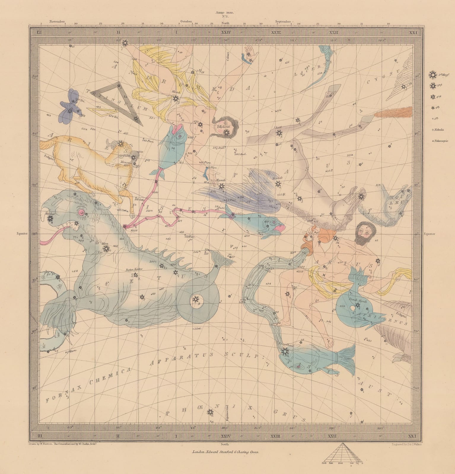 Society for the Diffusion of Useful Knowledge (SDUK), Constellations - Andromeda, Capricorn, Pegasus & Cetus, 1875
