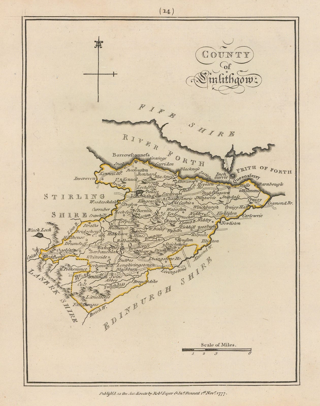 Sayer & Bennett, Linlithgowshire , 1777