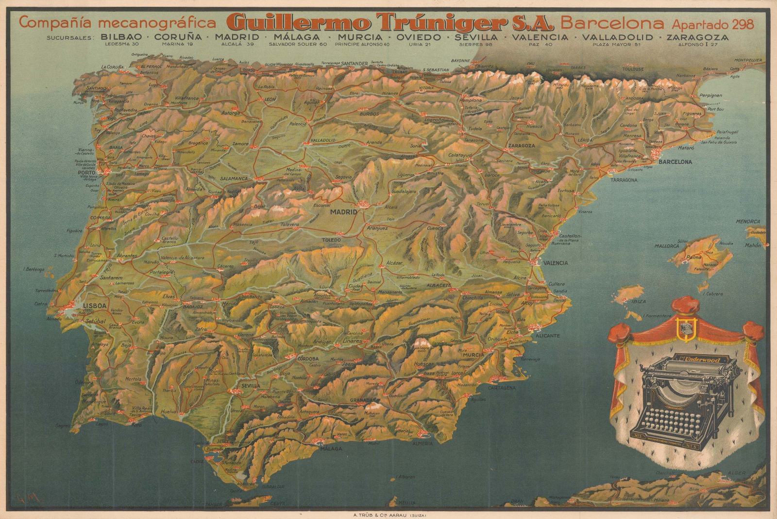 A. Trüb & Cie, Spain and Portugal, 1925 c.