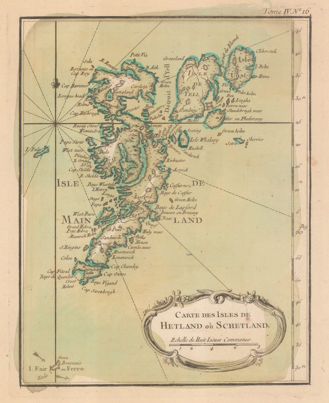 Jacques-Nicolas Bellin, Carte des Isles de Hetland ou Schetland, 1764