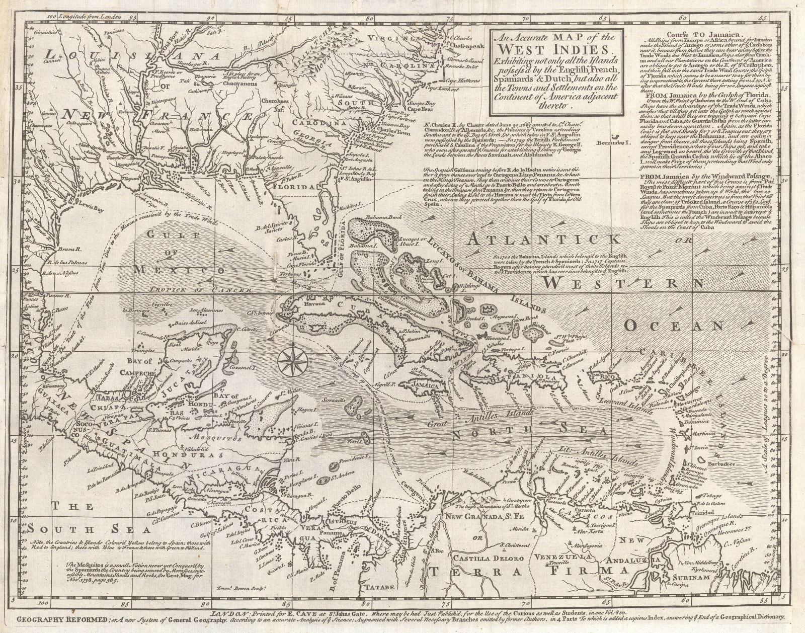 Gentleman's Magazine, Central America and the West Indies, 1750 c.