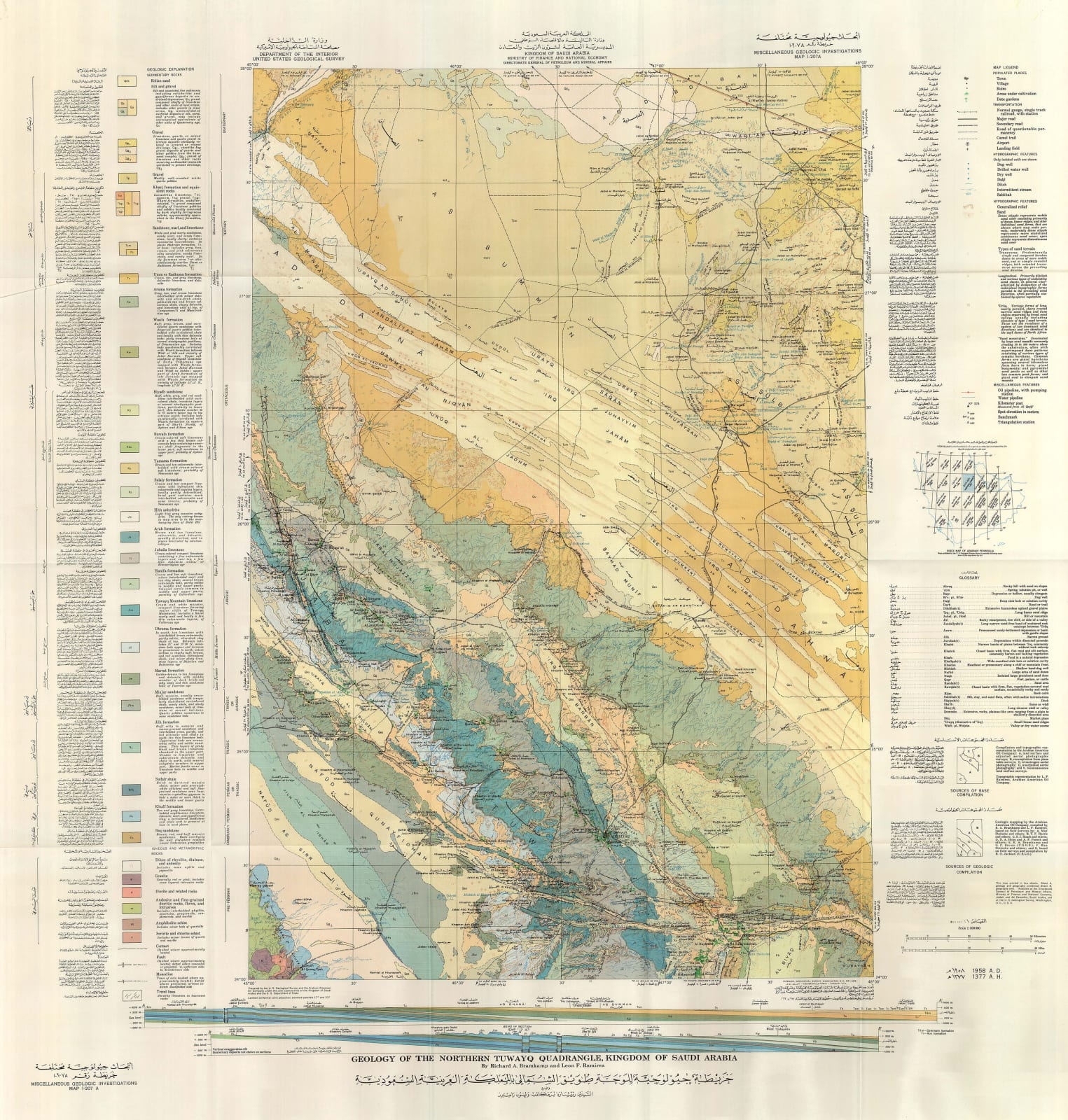Kingdom of Saudi Arabia / USGS, Geologic map of the Northern Tuwayq Quadrangle, Kingdom of Saudi Arabia, 1958