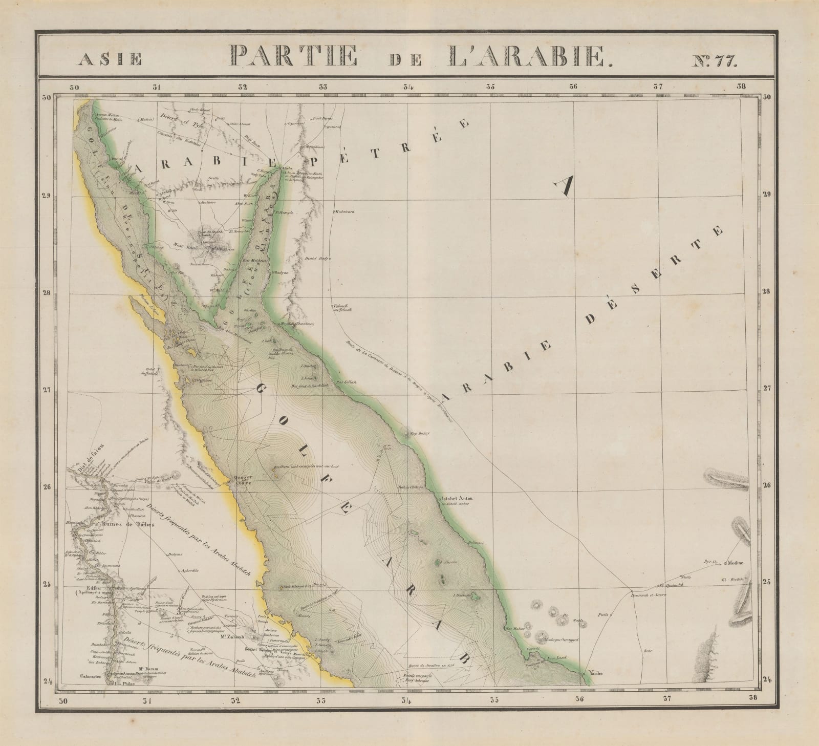 Philippe Vandermaelen, Sinai Peninsula, Jordan, Saudi Arabia and Egypt, 1827