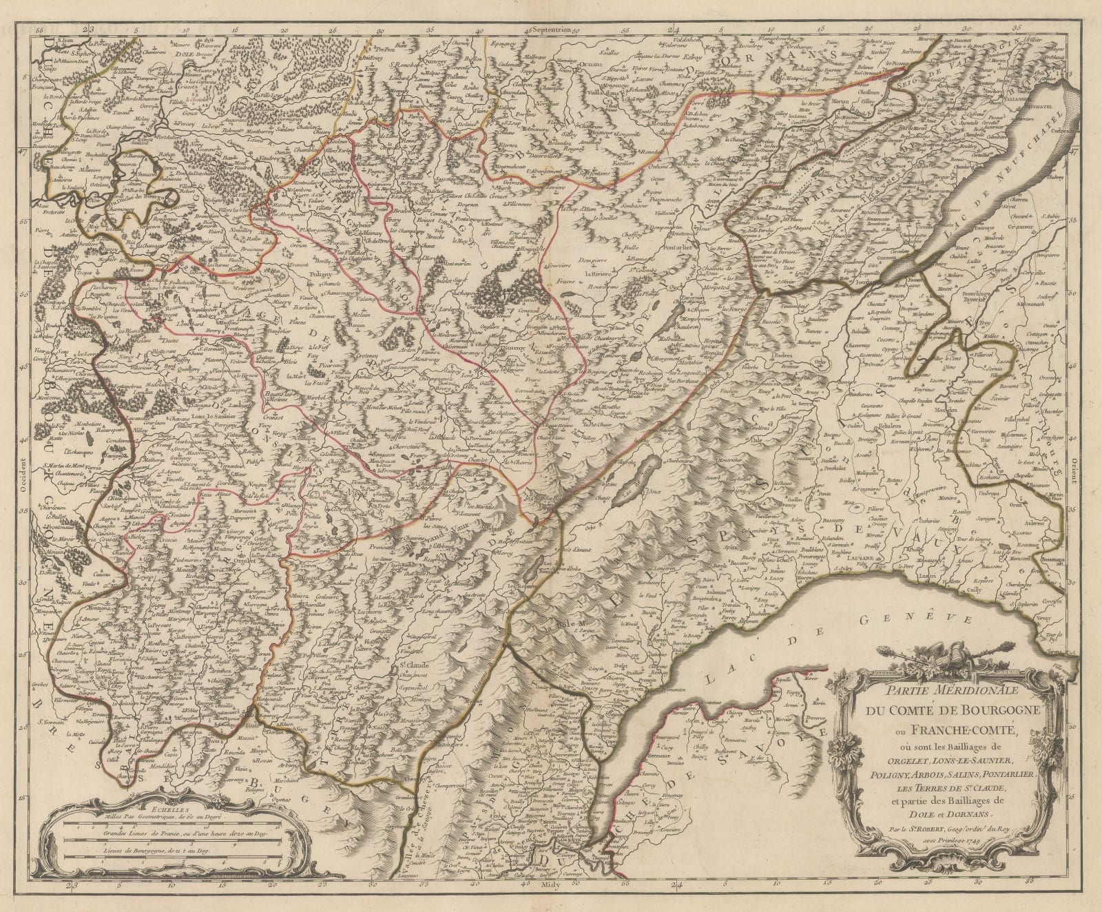 Robert de Vaugondy, Burgundy and Franche-Comté, 1749