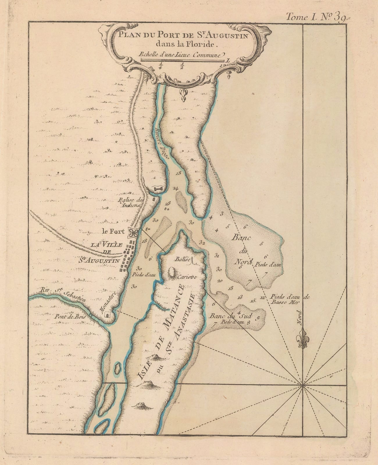 Jacques-Nicolas Bellin, St Augustine Port, Florida, 1764