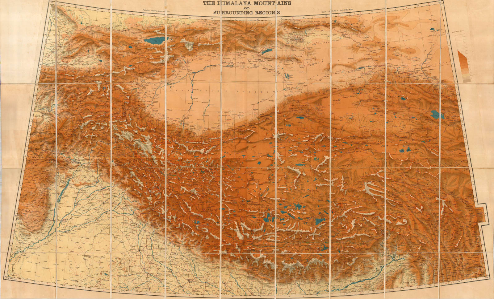 Survey of India, The Himalaya Mountains and Surrounding Regions, 1920
