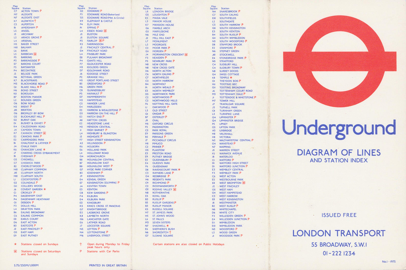 Paul E. Garbutt, London Underground Map, 1975