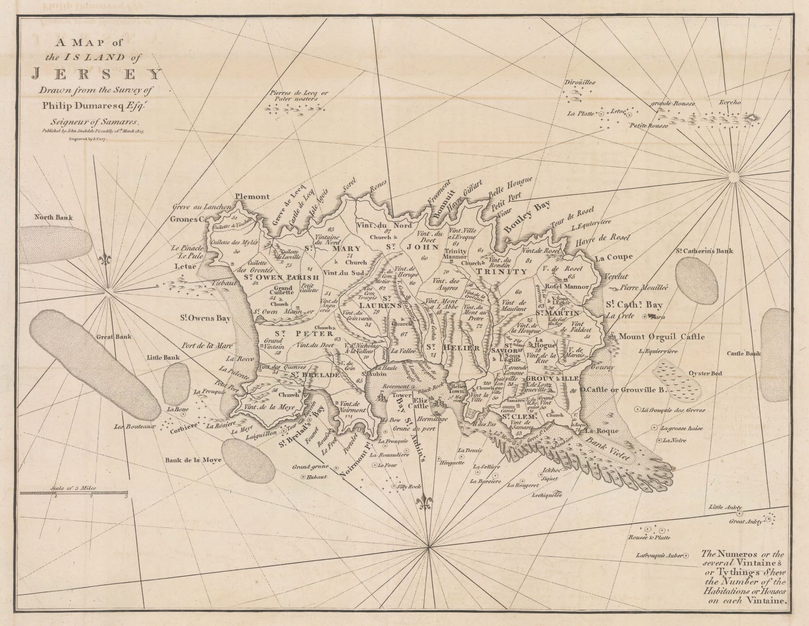 John Cary, A Map of the Island of Jersey, 1805