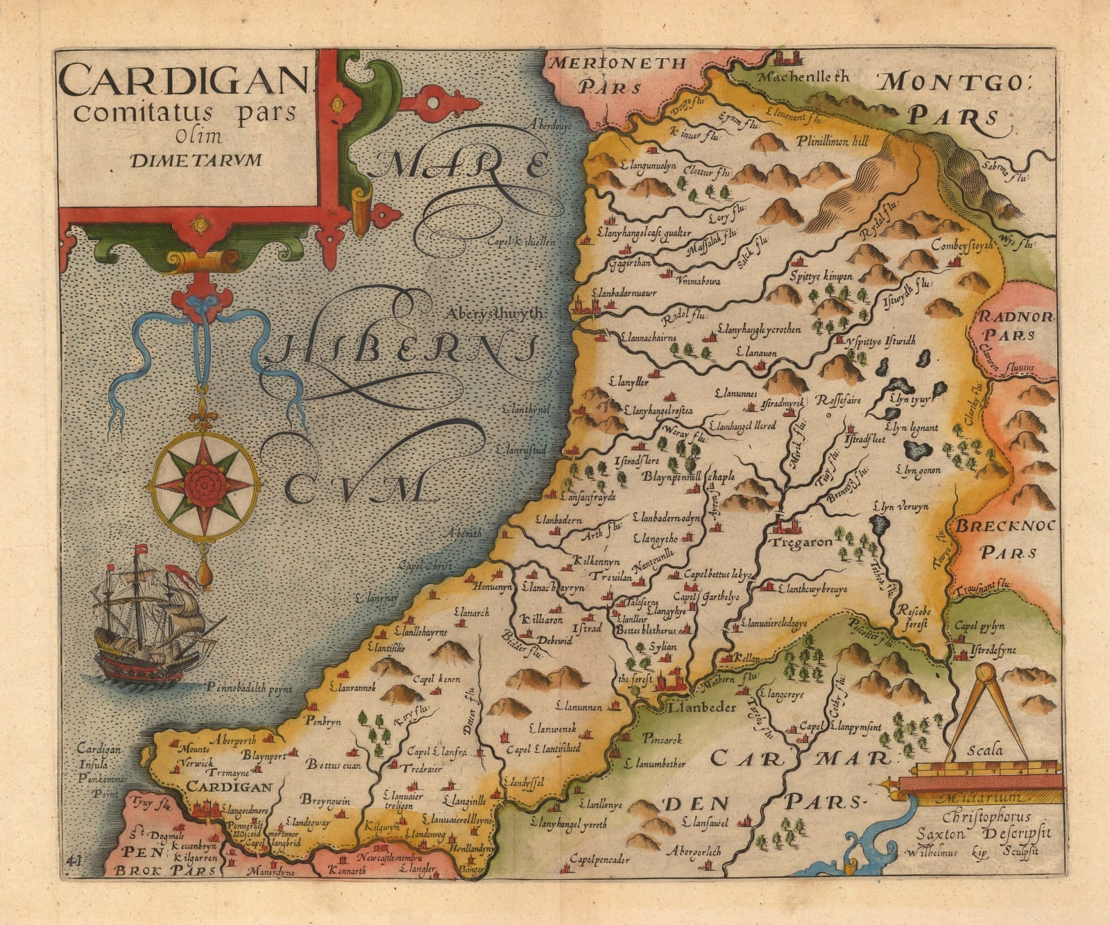 Christopher Saxton & William Kip, Cardigan, 1637
