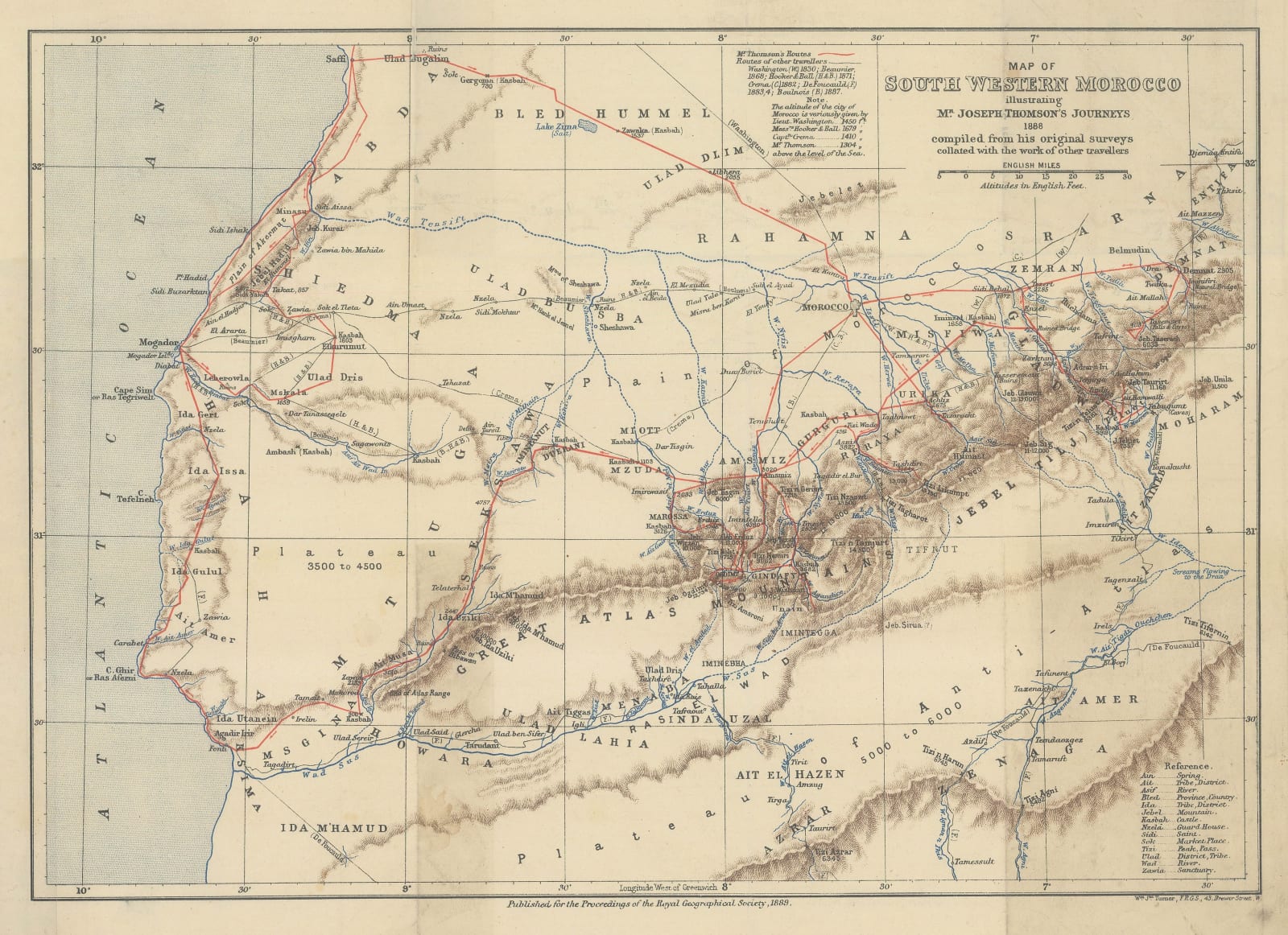 Royal Geographical Society (RGS), Map of South Western Morocco, 1889