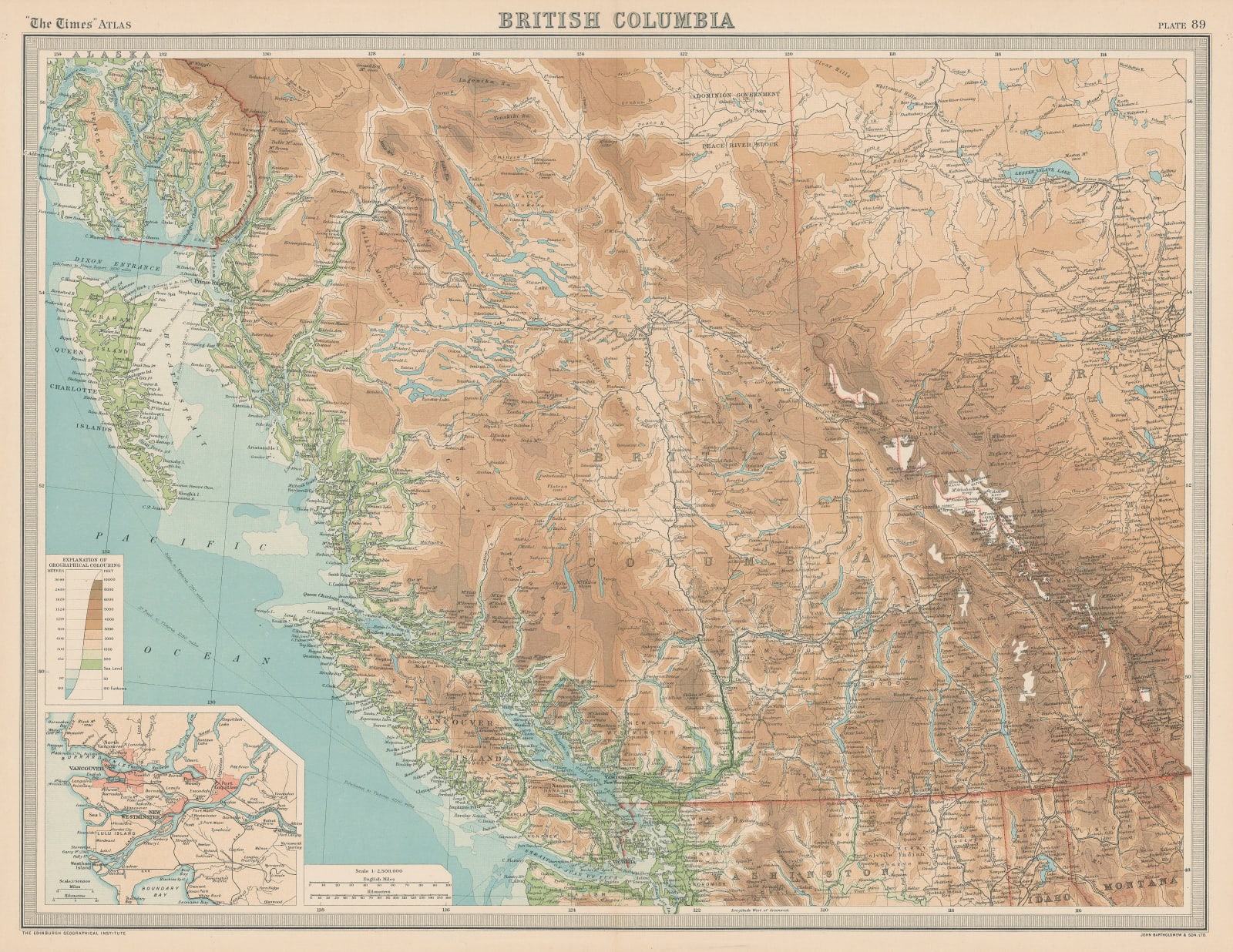 John Bartholomew & Son, British Columbia, 1922