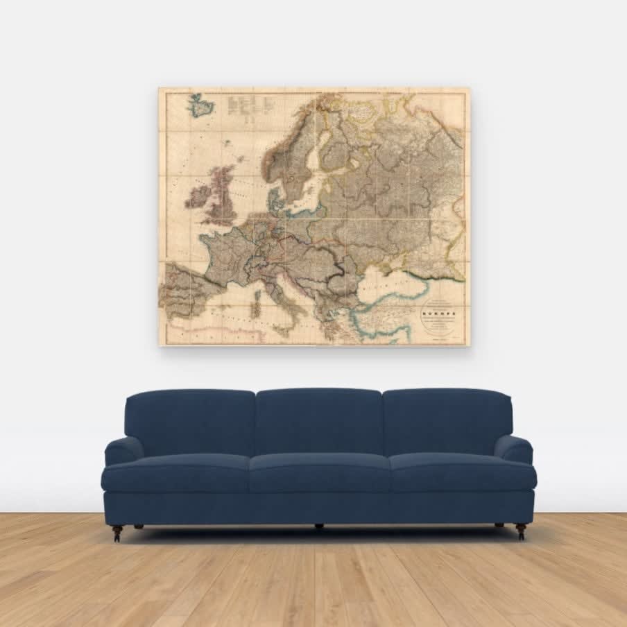 Aaron Arrowsmith, Map Exhibiting the Great Post Roads, Physical and Political Divisions of Europe, 1848