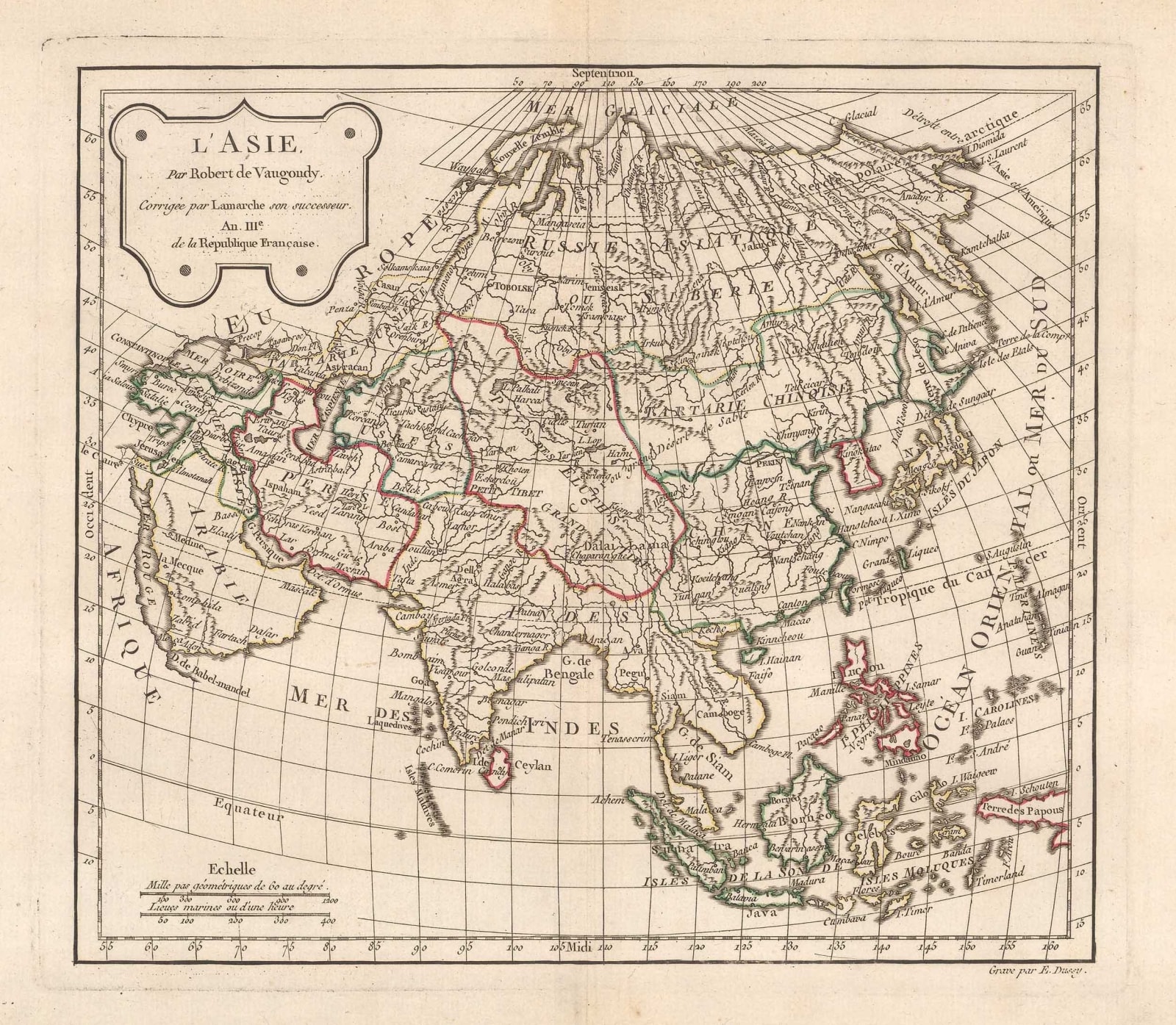 Charles Francois Delamarche, French map of Asia, 1794