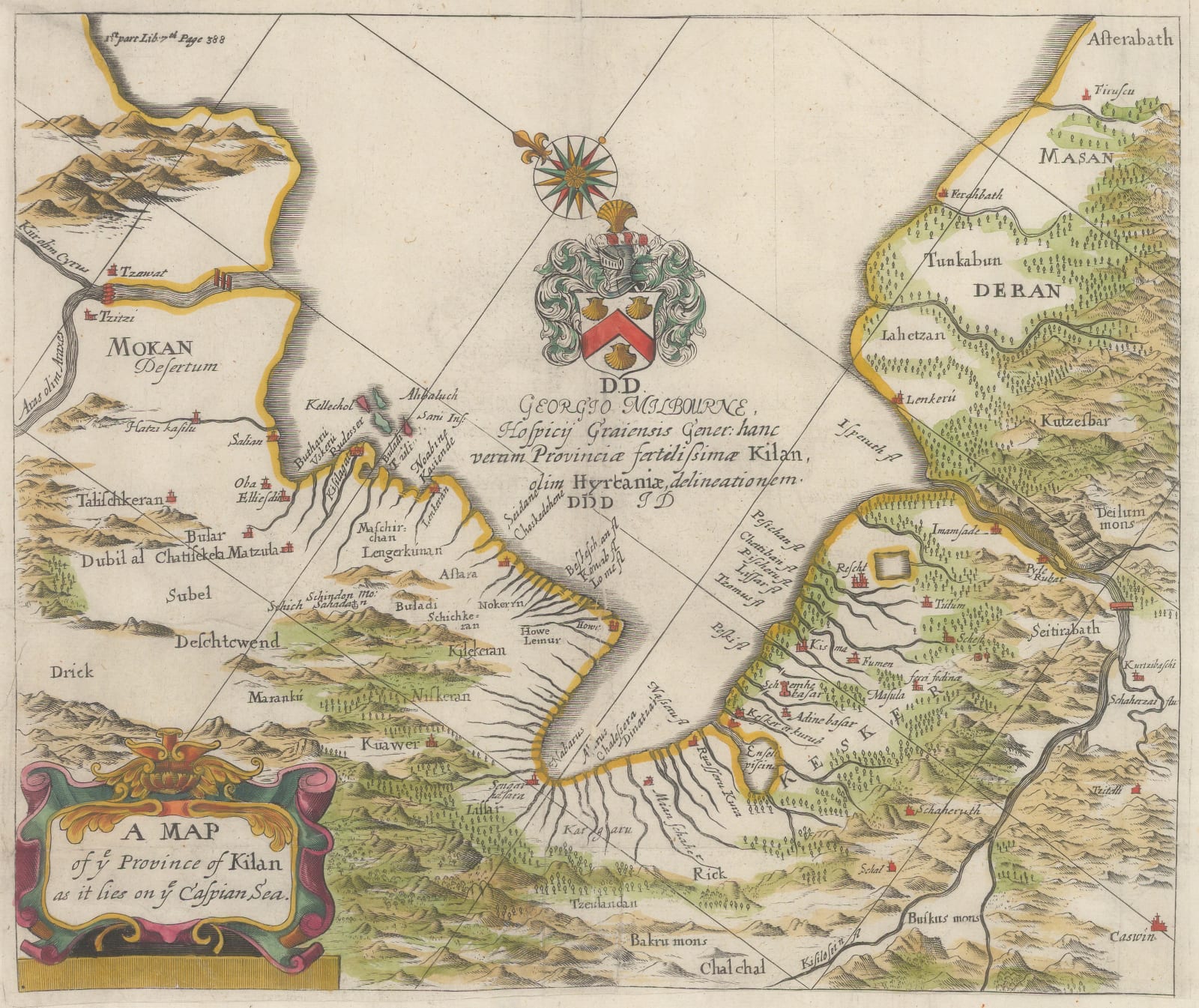 Adam Olearius, A Map of ye Province of Kilan as it lies on ye Caspian Sea, 1662