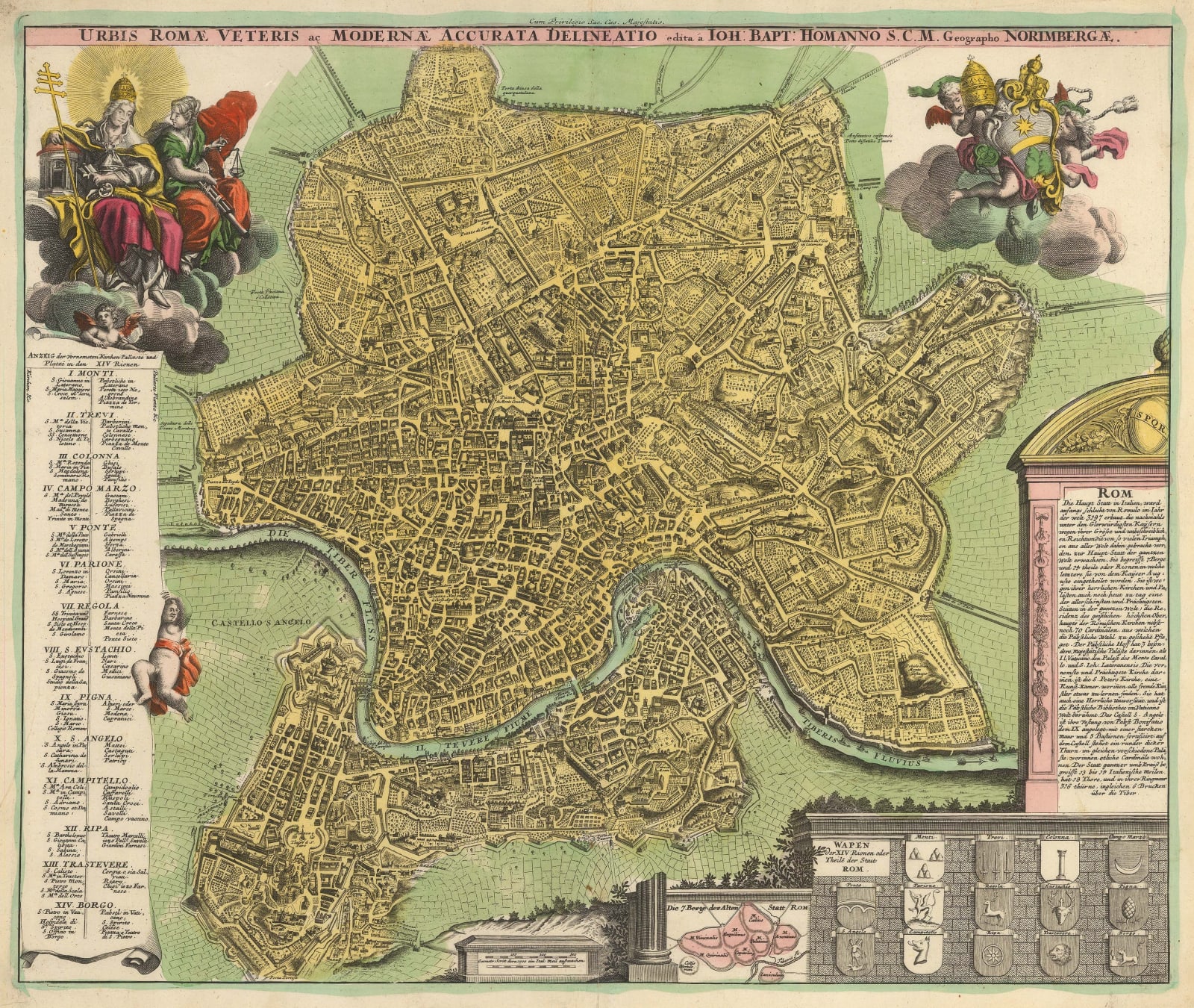 Johann Baptist Homann, City plan of Rome, 1720 c.