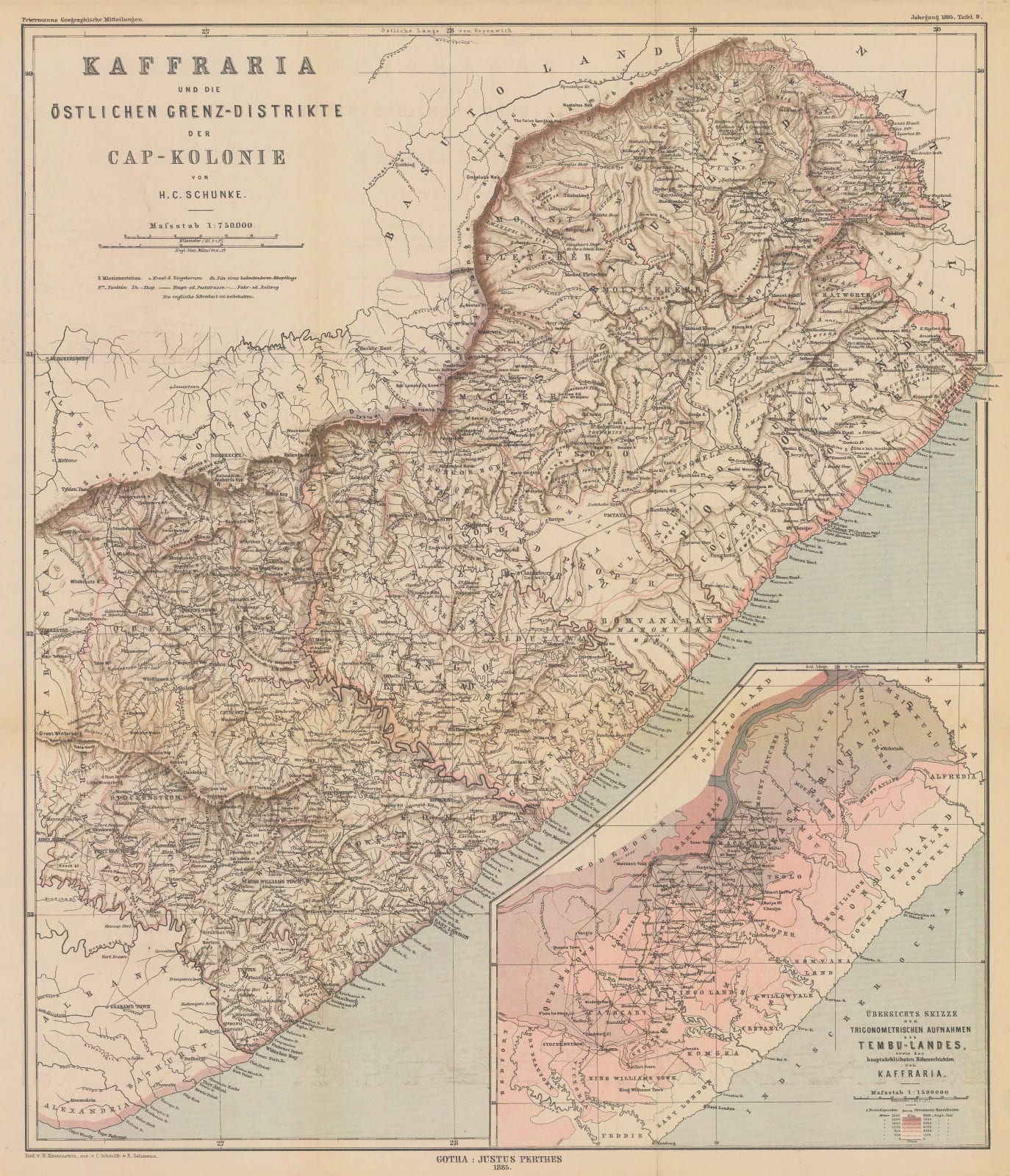 Justus Perthes, Eastern Cape Province and Lesotho, 1885