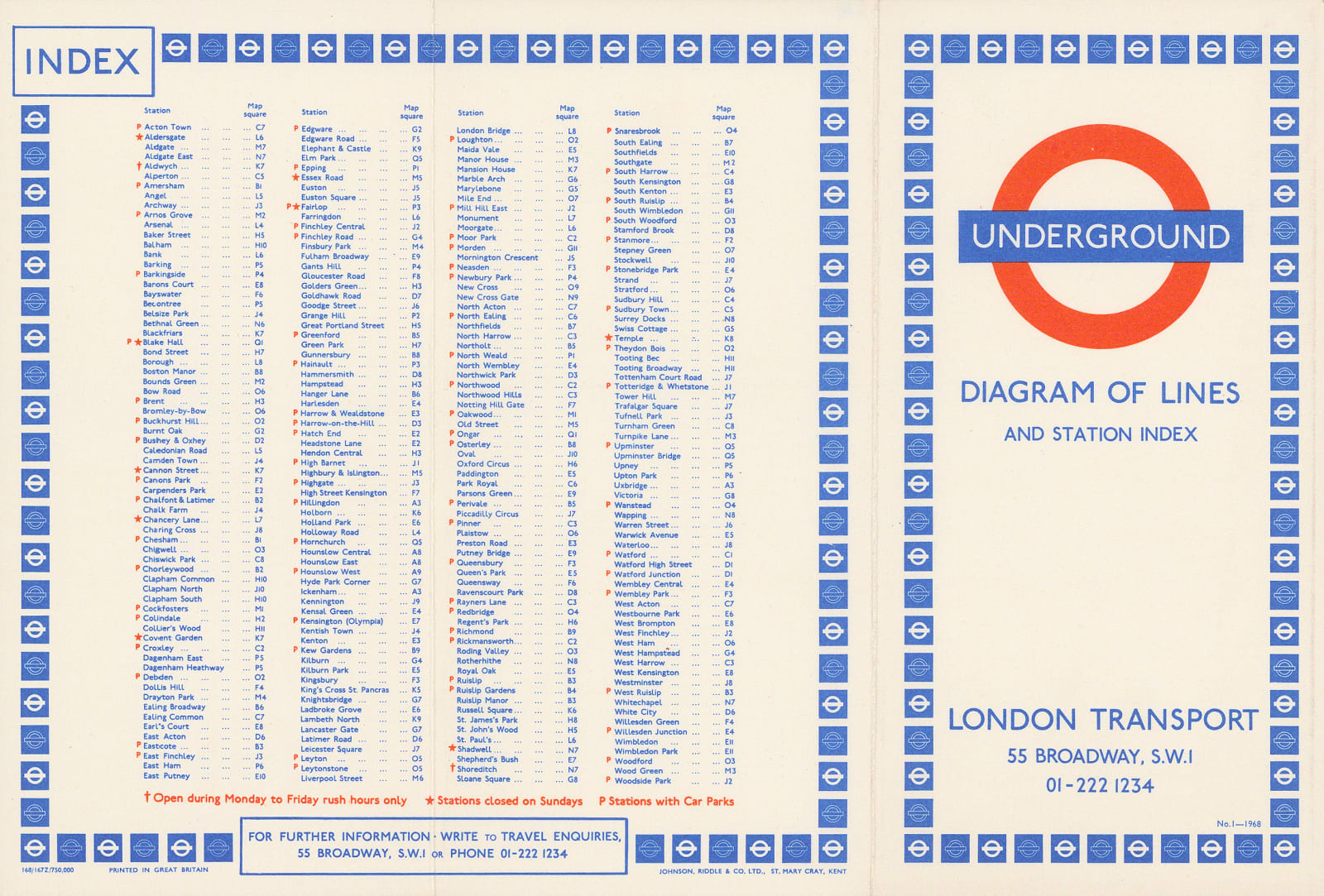 Paul E. Garbutt, London Underground Map, 1968