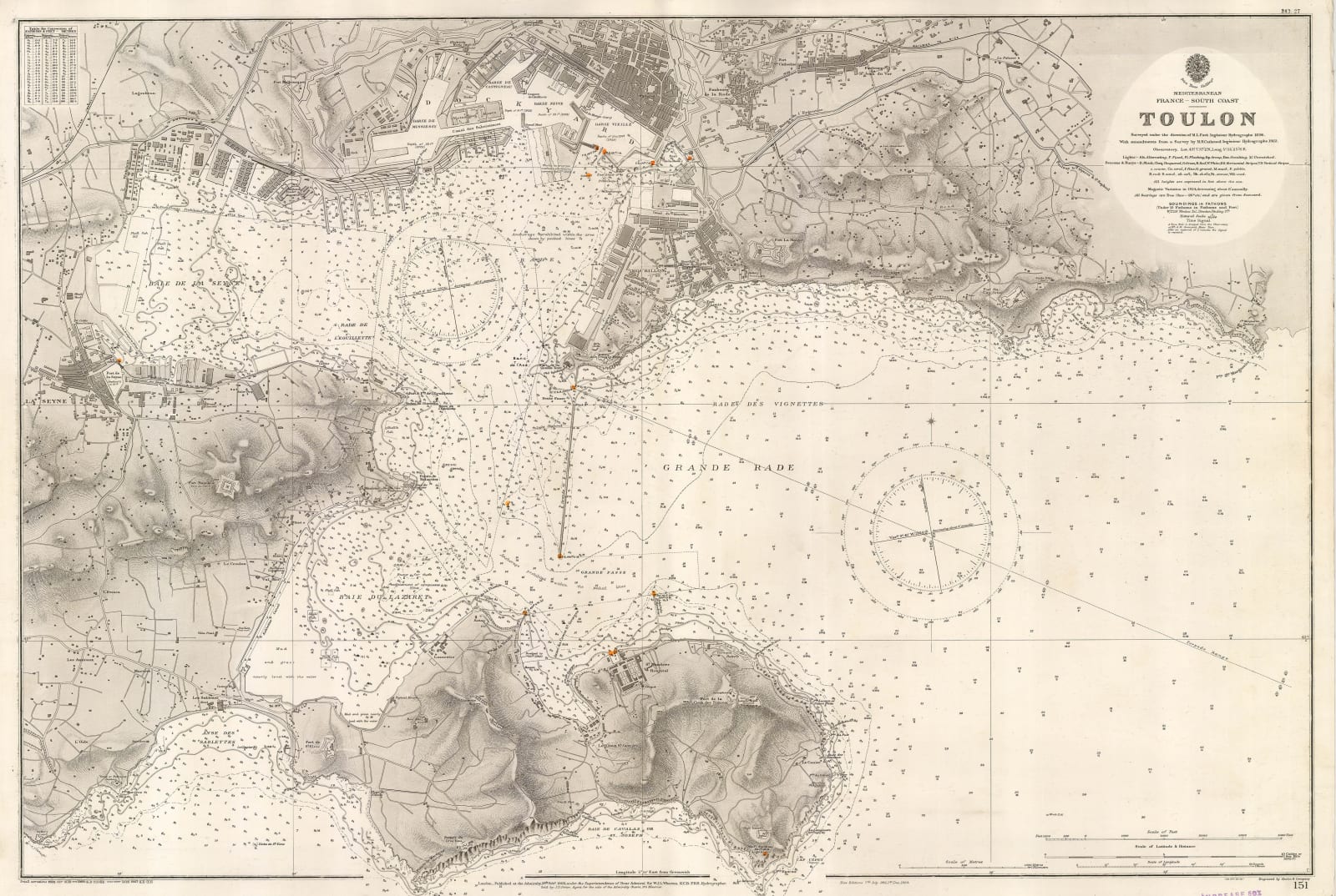 British Admiralty, Chart of the Port and Harbour of Toulon, 1927