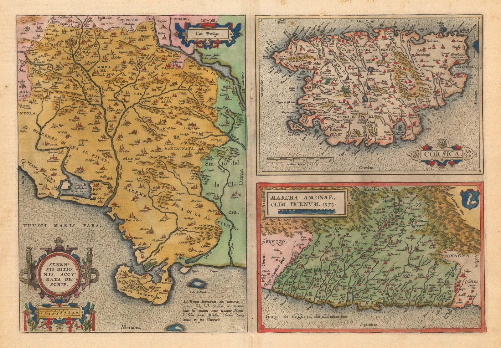 Abraham Ortelius, Siena, Ancona & Corsica, 1592