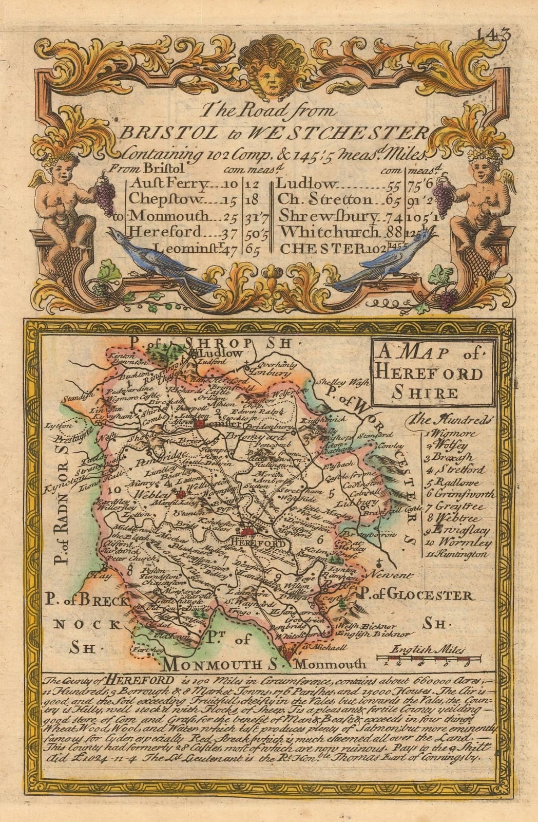 Emanuel Bowen & John Owen, The Road from Bristol to Winchester, 1720