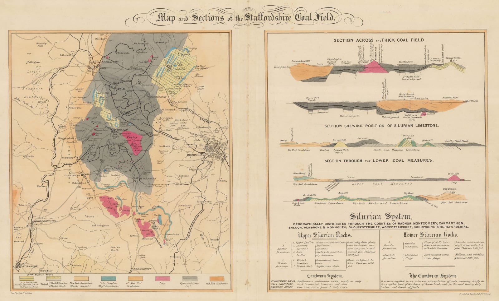 Ashford & Loader, Map and Sections of the Staffordshire Coal Field, 1845