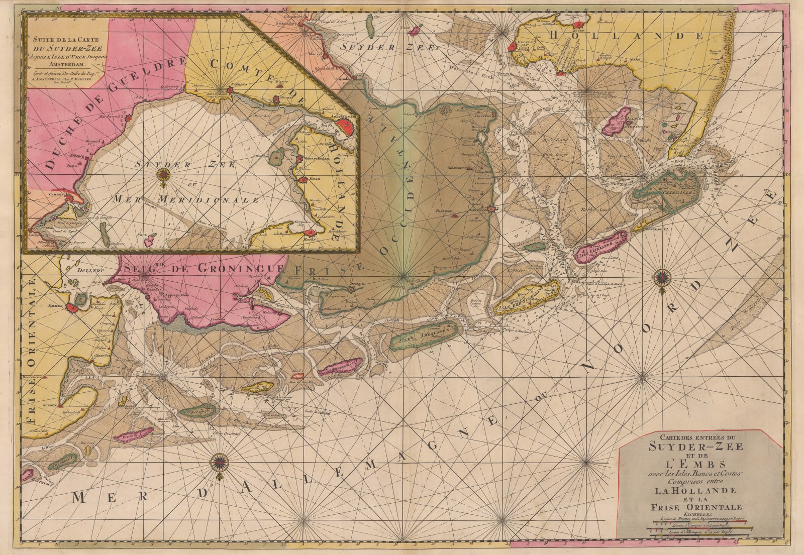 Pierre Mortier, Chart of the coasts of North Holland, Friesland, and Groningen, 1708