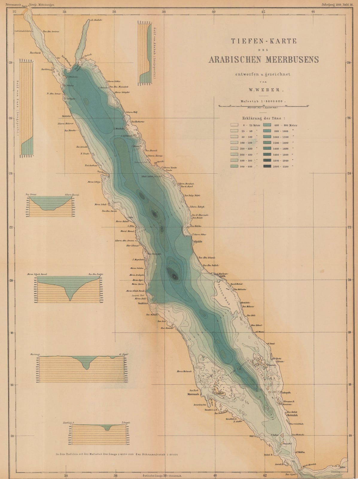 Justus Perthes, Depth Chart of the Red Sea, 1888
