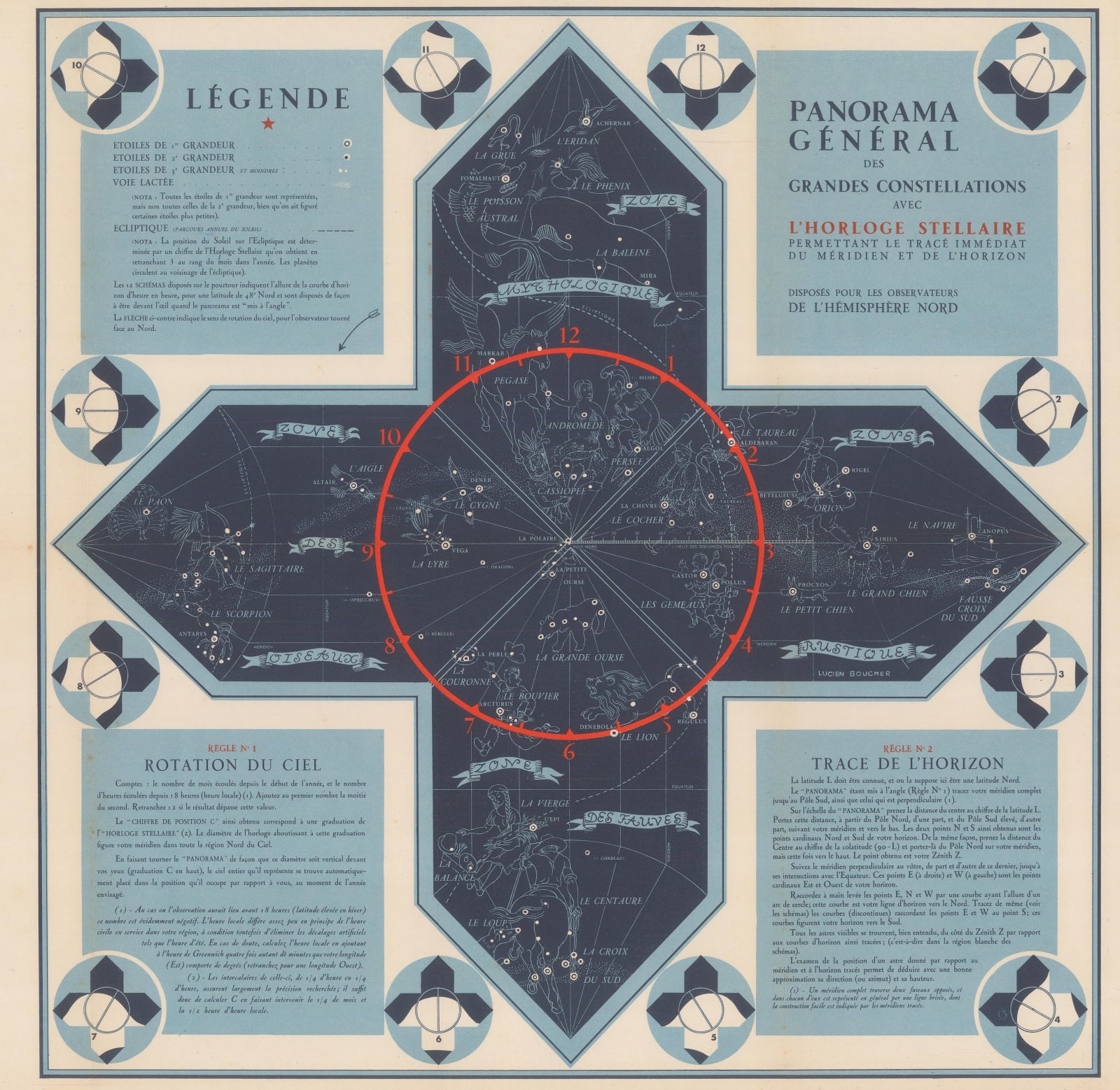 Lucien Boucher, Panorama Général des Grandes Constellations avec l'Horloge Stellaire, 1948