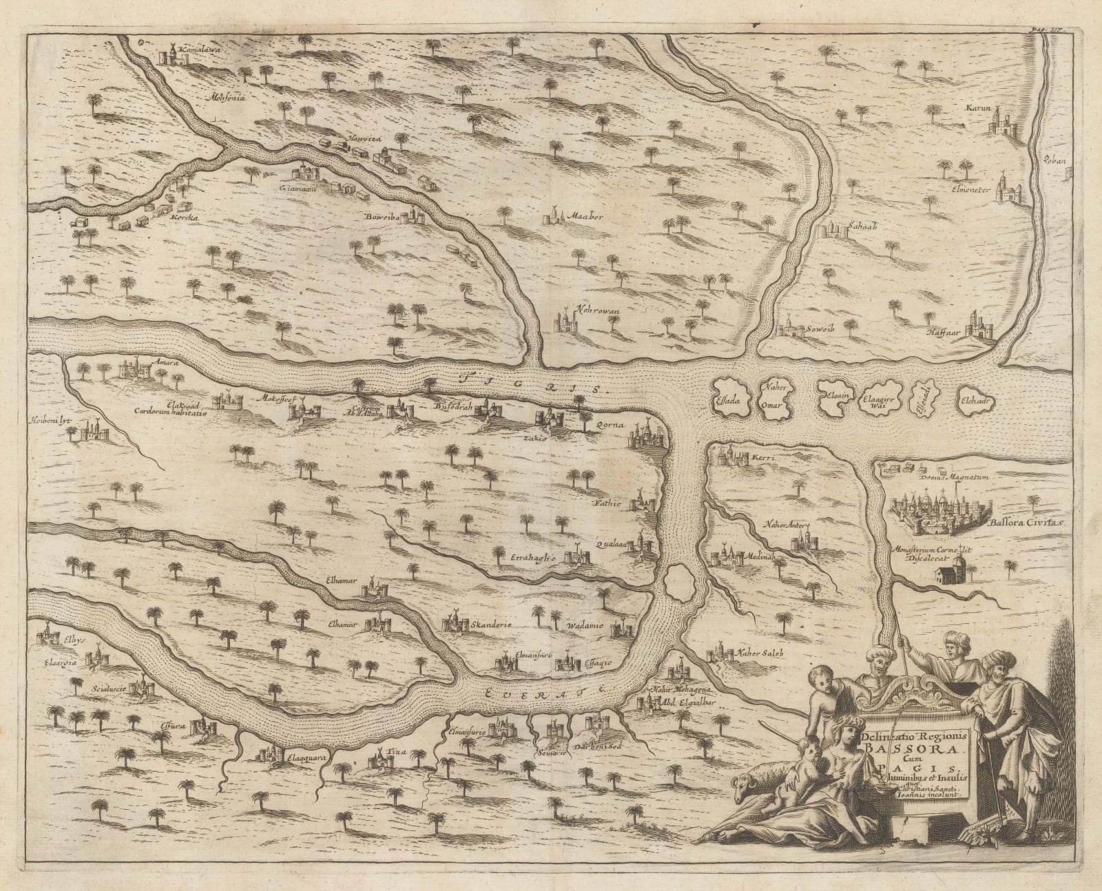 Olfert Dapper, The River Tigris and the environs of Basra, 1681