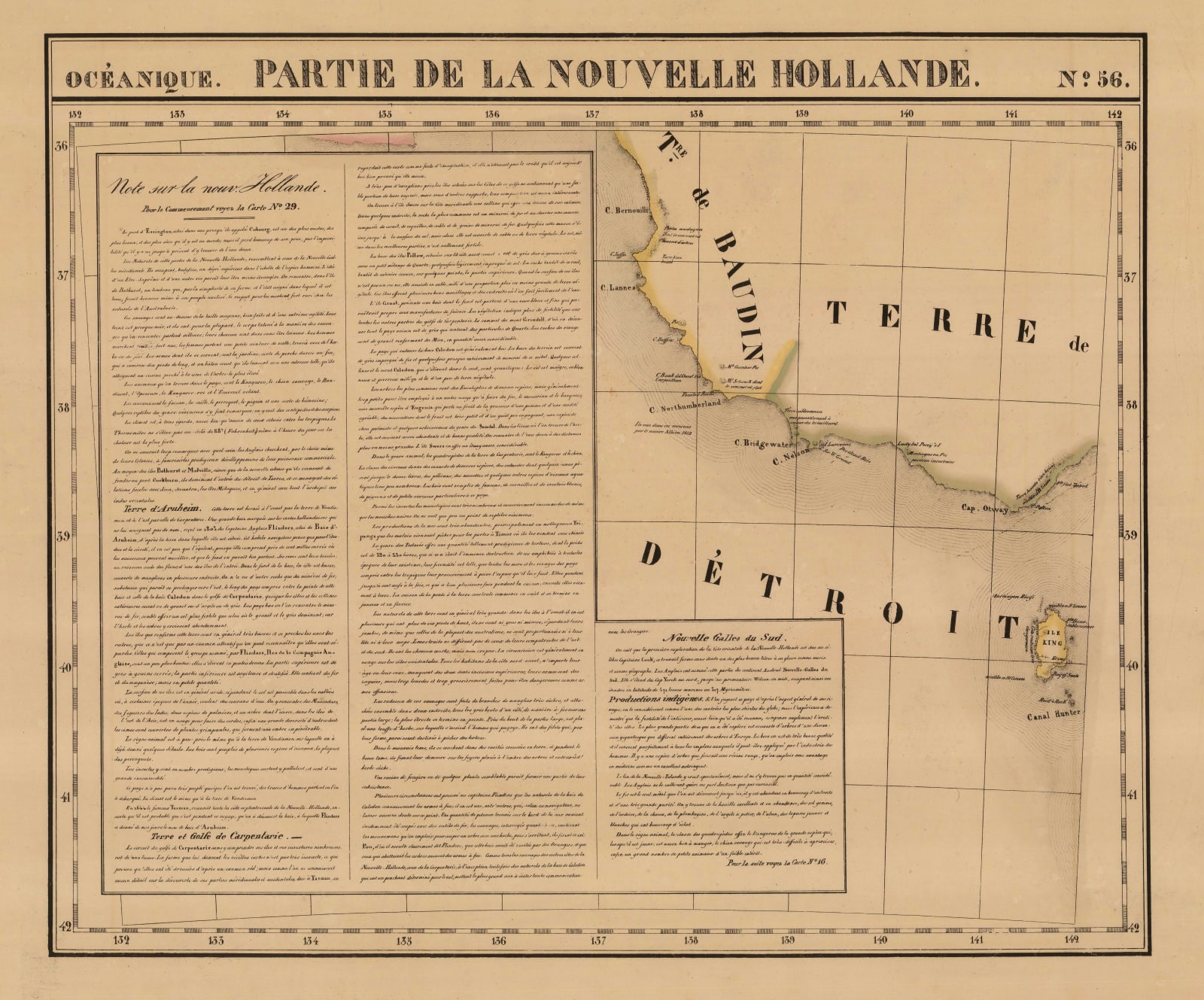 Philippe Vandermaelen, Southern coast from Long Bay to Cape Otway, 1827