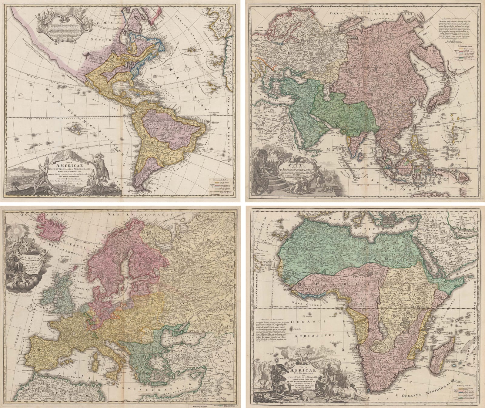 Johann Baptist Homann, [Four continents], 1725 c.