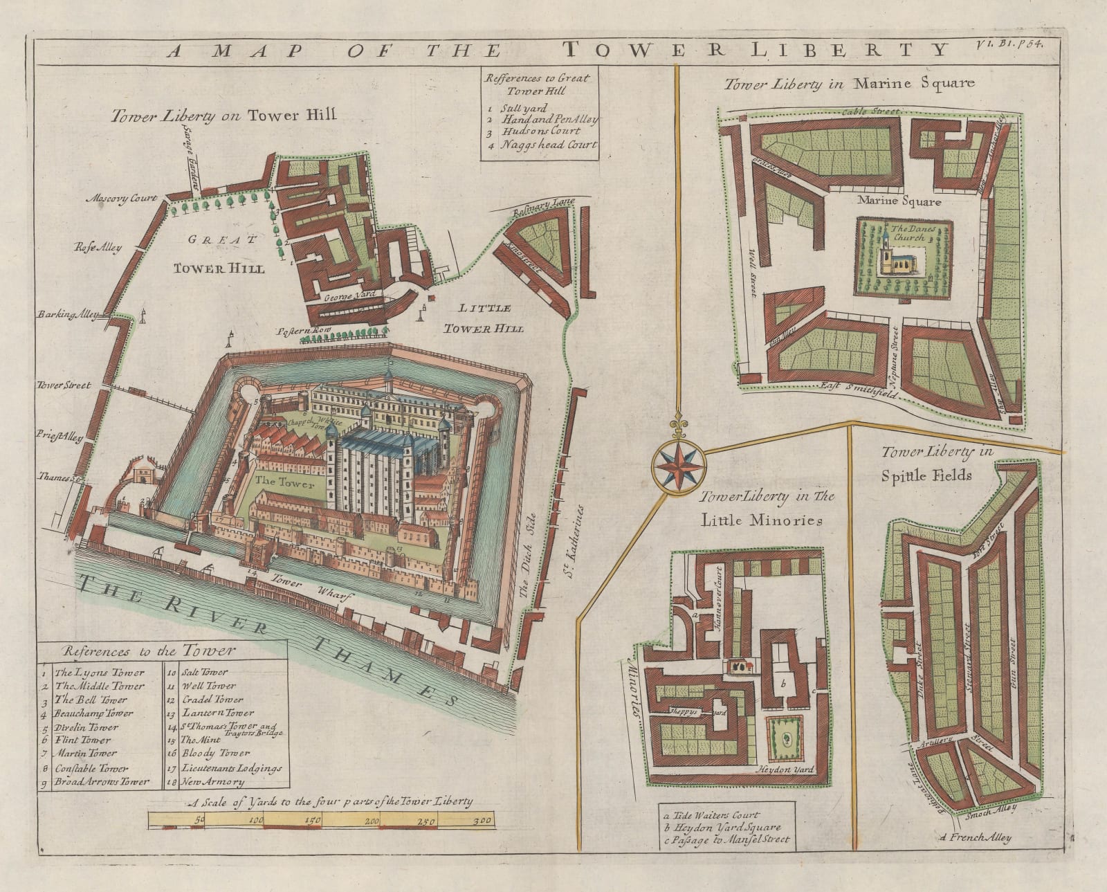 John Stow, A Map of the Tower Liberty, 1754